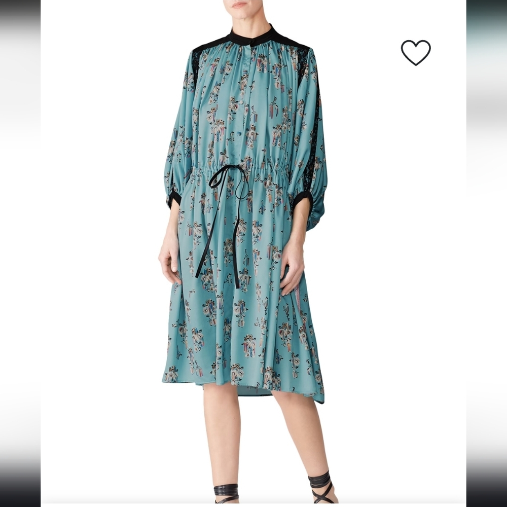 KOCHE Floral Teal Midi Dress